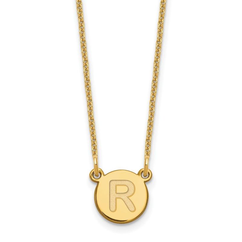 14KY Tiny Circle Block Letter R Initial Necklace_voghion.com