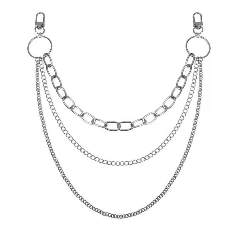 Metal Punk Cross Unisex Accessories Multi-layer Keychain Pants Chain_voghion.com