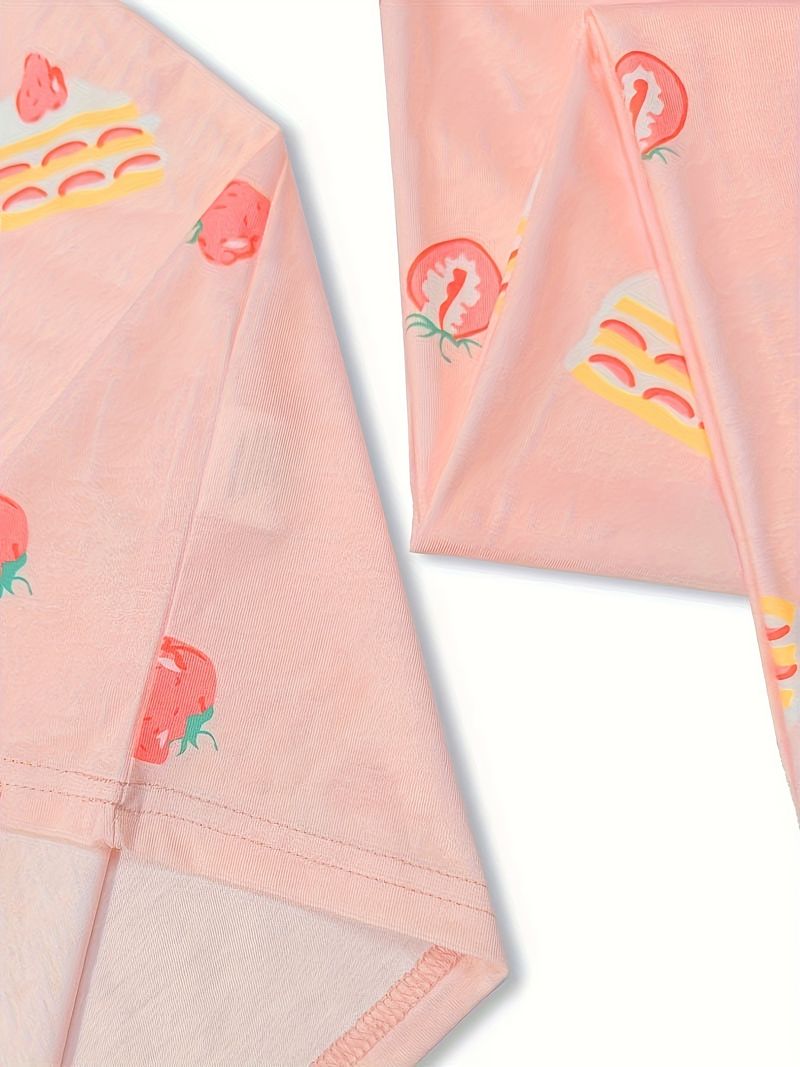 Pijamas de verano para niños, nuevos conjuntos de ropa de casa de manga corta para niños europeos y americanos, pijamas de bebé con cuello redondo y estampado de fresas._voghion.com