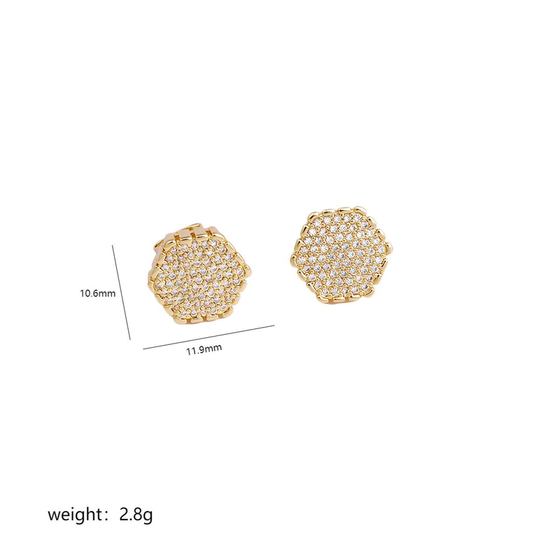 New niche personalized geometric cross hexagonal inlaid zircon high-end women's earrings minimalist temperament versatile ear accessories_voghion.com