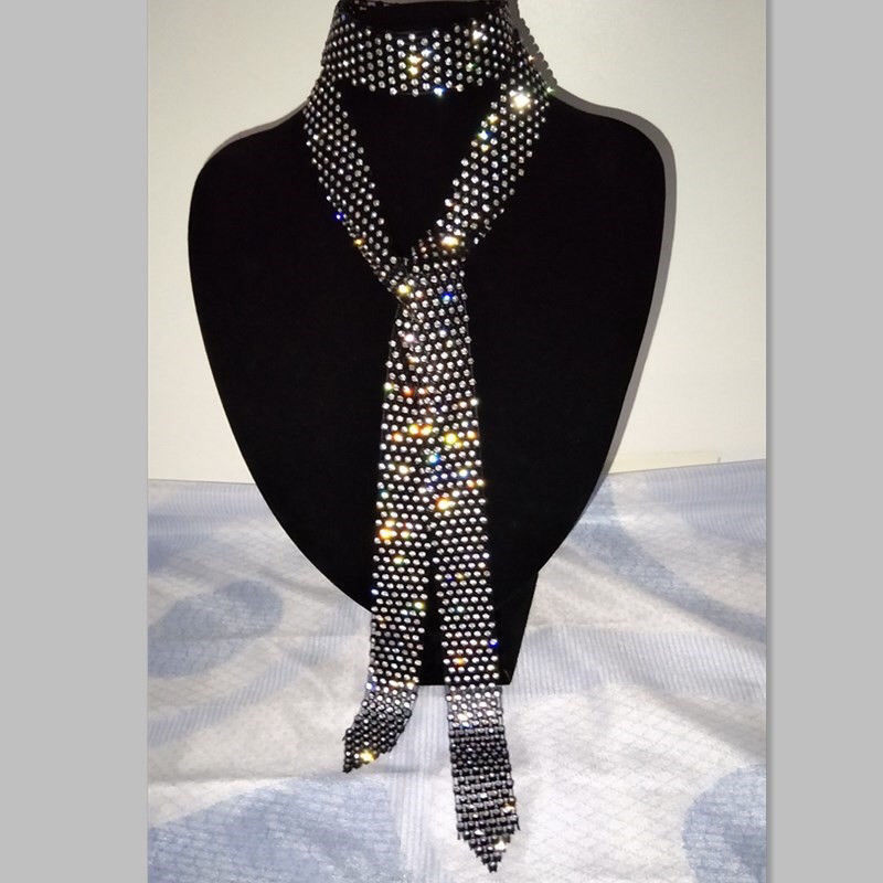 Mode alles met heldere diamanten ketting dames trend halsketting taille ketting netwerk rode nek lint dansvoorstelling strass stropdas_voghion.com