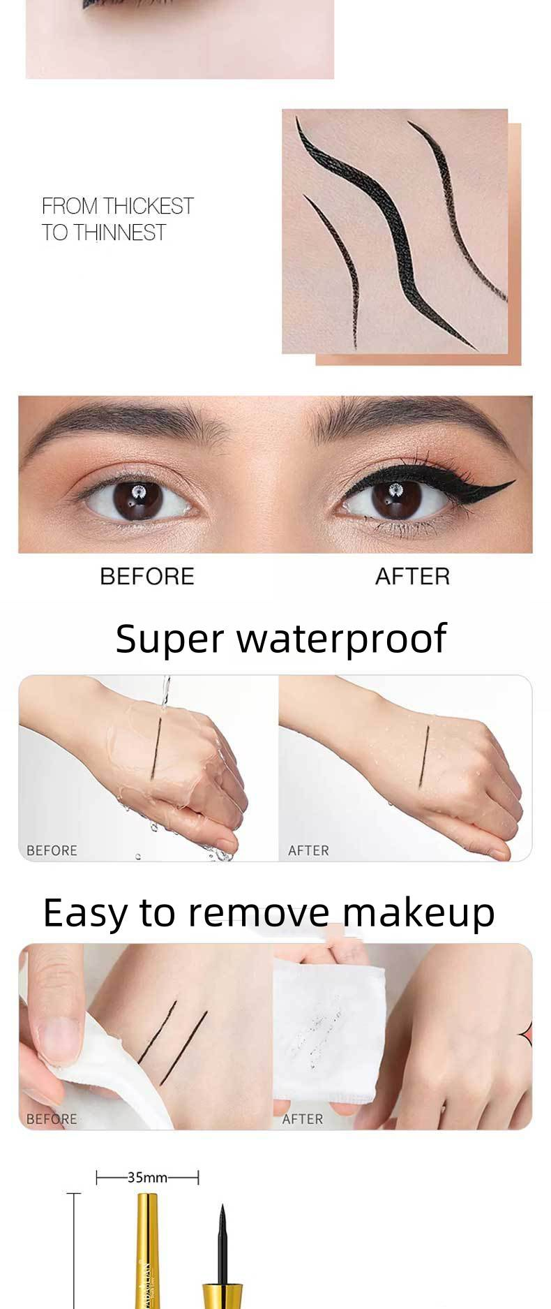 Eyeliner liquido per principianti, impermeabile, ad asciugatura rapida, senza aloni, bellezza_voghion.com