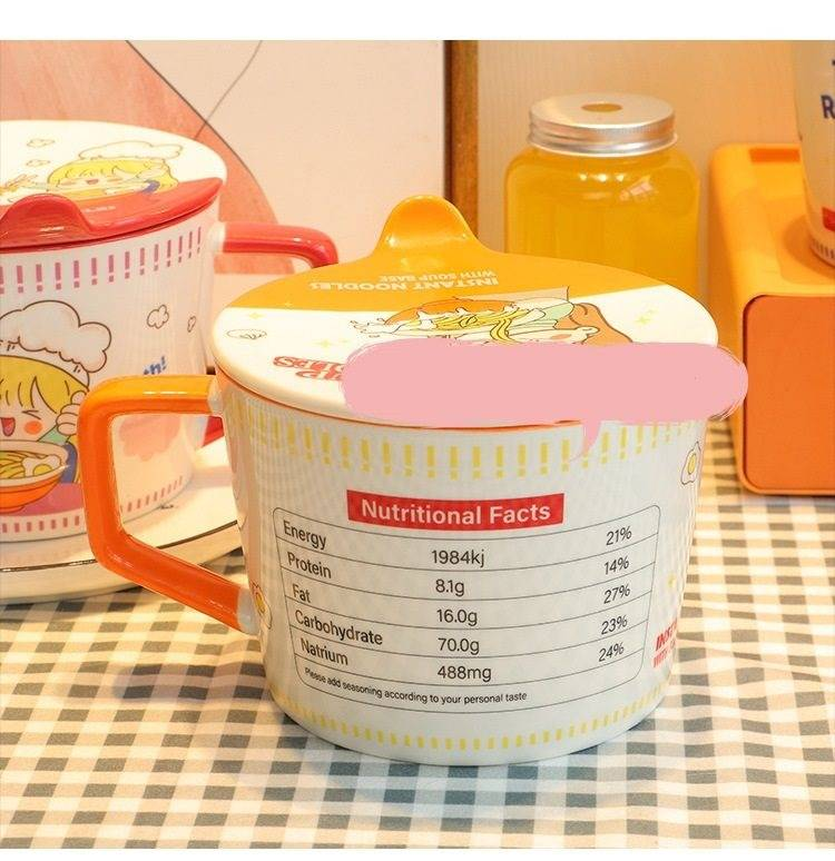Ceramiczna miska do makaronu instant do mikrofalówki z pokrywką dla studentów akademika_voghion.com
