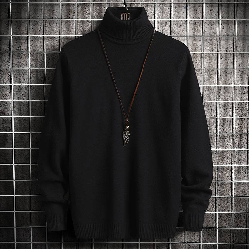 Abbigliamento maschile Autunno e inverno Collo alto Collo mezzo alto Slim Fit Plus Velluto Spesso Caldo Intimo Maglia Base Maglione di lana_voghion.com