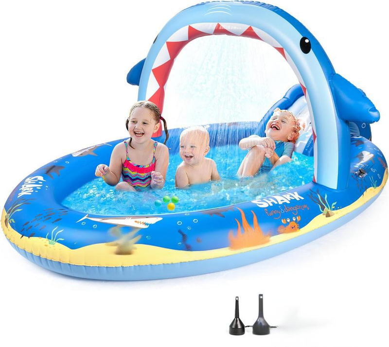 Inflatable Kids Water Park With Slide Unicorn Sprinkler Arch Splash Pool With Spray Fountain Wave Game Ocean Theme For Outdoor Summer Fun_voghion.com