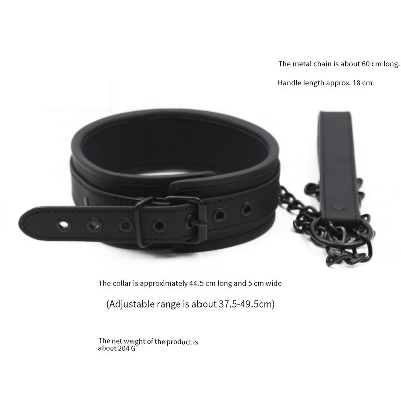 Prodotti sessuali SM in pelle nera con fibbia ad ardiglione, giocattoli bondage, guinzaglio per flirtare, collare per il collo in pelle_voghion.com