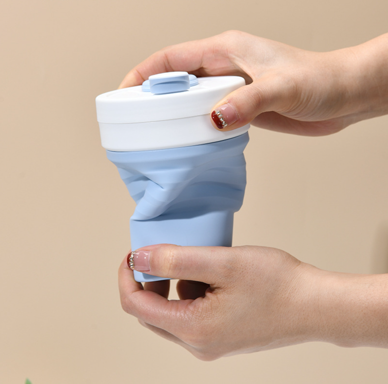 Faltbecher für Reisen im Freien, praktischer Strohhalm, faltbarer Wasserbecher aus Silikon_voghion.com