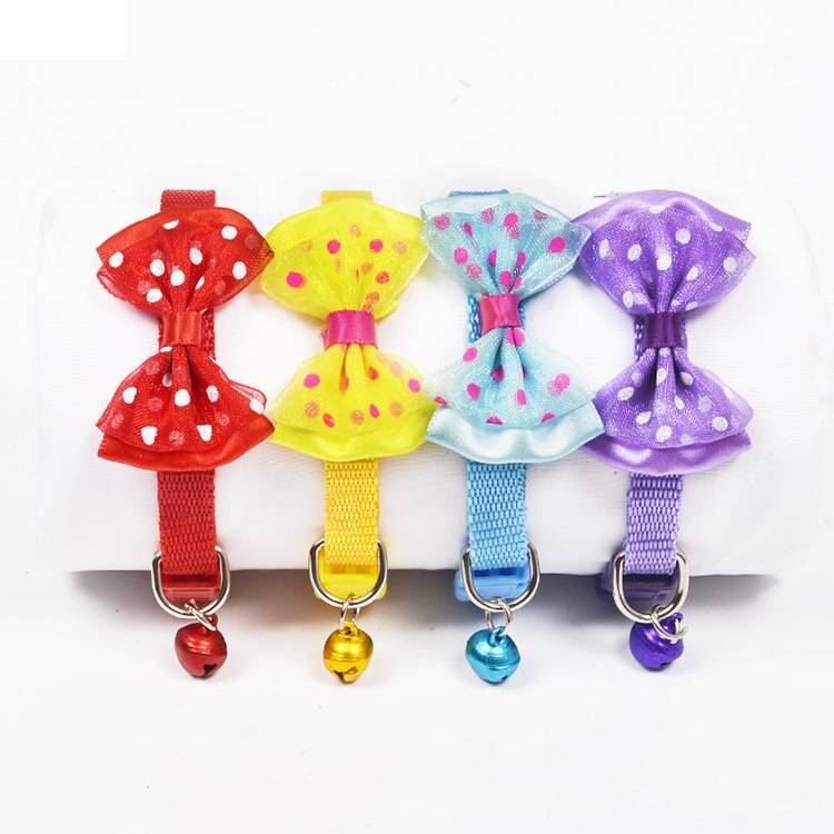 Adjustable Bow Knot Bell Collar Cat Dog Collars_voghion.com