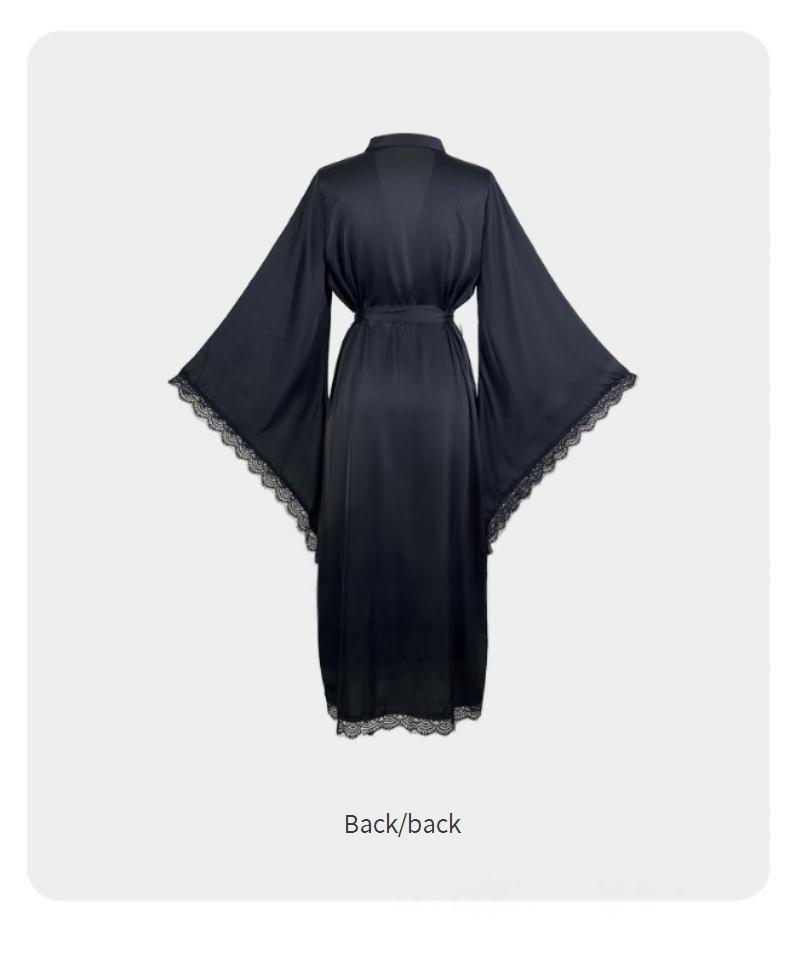 Damen Nachtwäsche Neue Satin-Pyjamas Frauen Spitze Licht Luxus Langarm Cool Nachthemd Bademantel Home Kleidung_voghion.com