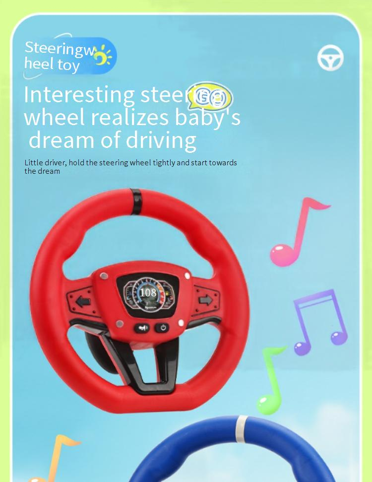 Mother & Kids Interactive Kids Steering Wheel Toy With 360° Rotation Realistic Sound Effects Strong Cups Fun Driving Simulation Traffic Learning Game_voghion.com