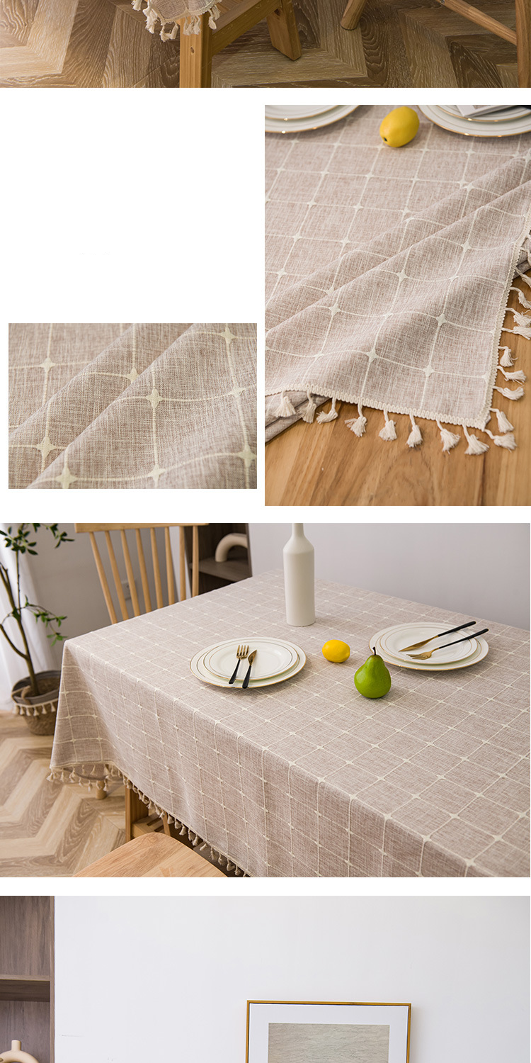 Scandinavian Polyester Tablecloth - Rectangle Dining & Coffee Table Cover, Dustproof & Heat-Resistant In Earth Tones (140x90cm/180cm/200cm/220cm)_voghion.com