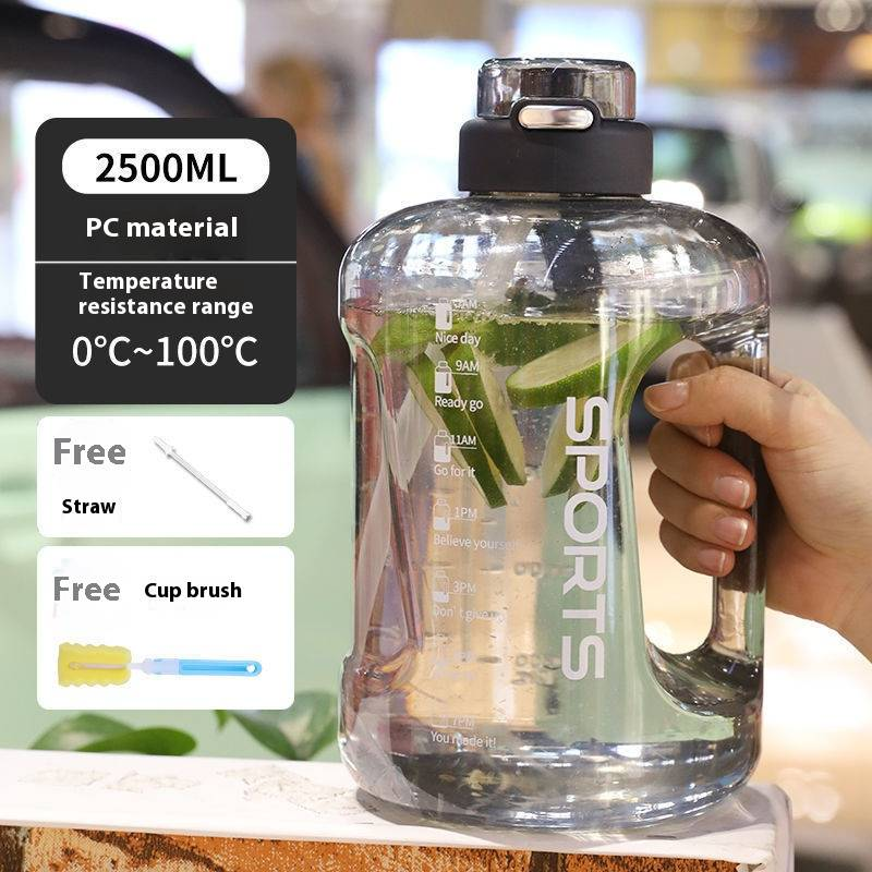 1.6L/2.5L/4L Large Capacity Sports Water Bottle – BPA-Free PC, Leak-Proof, With Carry Handle & Bonus Accessories (Brush, Strap, Straw)_voghion.com