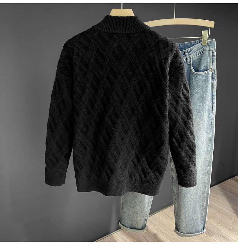 Men's Clothing Men's Solid Knit Cardigan - Classic Long-sleeve Sweater_voghion.com