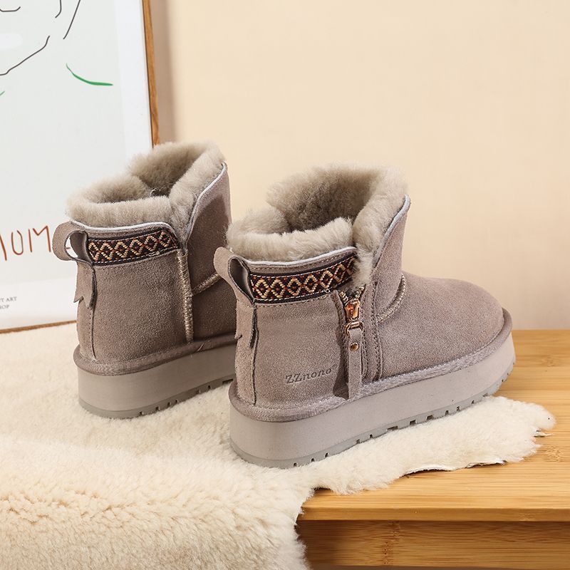 Women's Shoes Side-Zip Snow Boots – Shearling Lined Winter Shoes (Waterproof & Slip-Resistant)_voghion.com