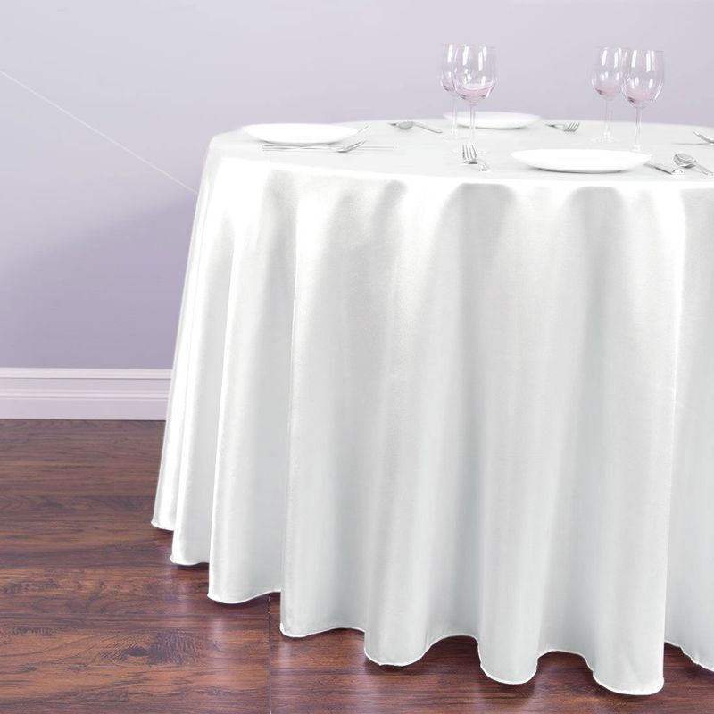 Round Satin Tablecloths white Overlay Cover Bright Smooth Fabric Table Cloth for Wedding Party Restaurant Banquet_voghion.com