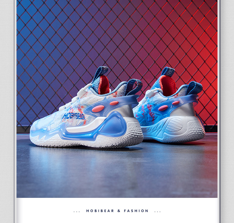 Kids' shoes spring new basketball shoes breathable fabric medium and large children's boys' trendy shoes_voghion.com