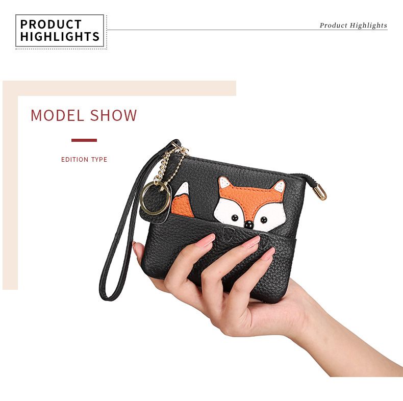 Japanese ultra-thin card creative bag, keychain, cute mini zipper, leather coin purse, women's small wallet_voghion.com