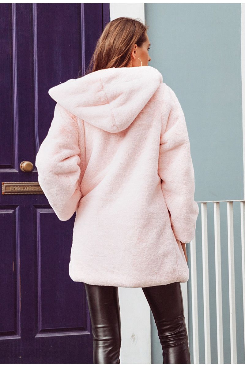 Fluffy Teddy Bear Women's Winter Coat Faux Fur Hooded Jacket Soft Plush Outerwear Cozy Puffy Coat For Ladies_voghion.com