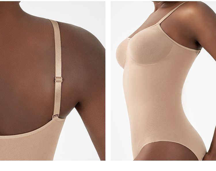 Body de una pieza moldeador sin costuras para mujer, con tirantes finos y espalda descubierta que realza la cadera._voghion.com