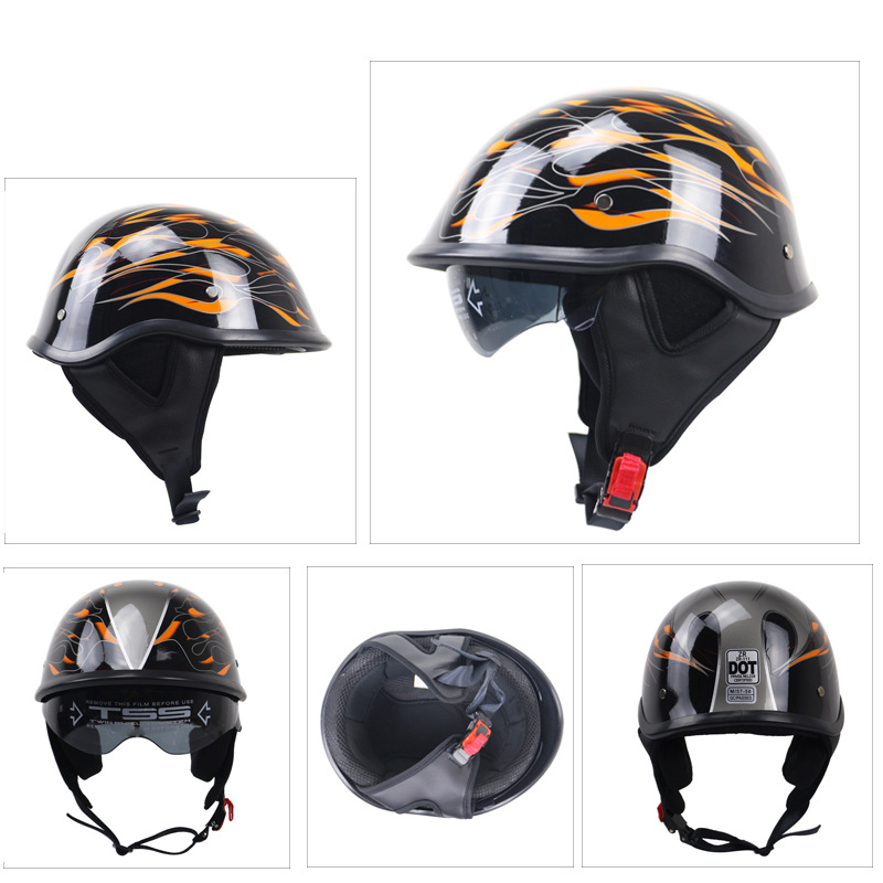Harley-Helm mit eingebauter Linse, Motorradhelm für Männer und Frauen_voghion.com