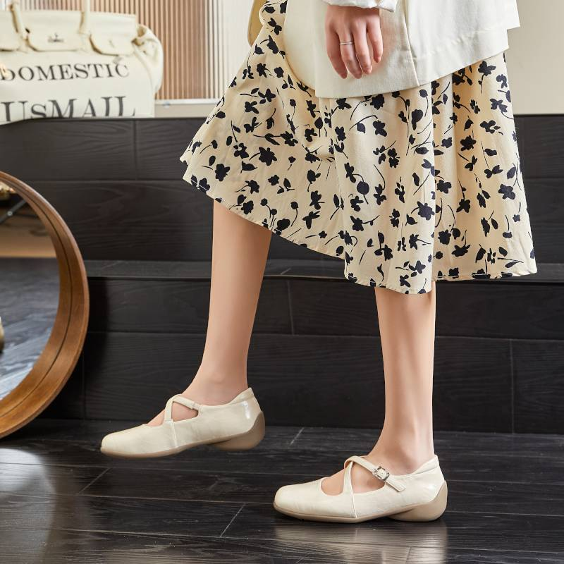 Almofadas de pele de carneiro MingLiu, sapatos Mary Jane, sapatos femininos novos de primavera de 2025 com sola plana, sapatos femininos casuais versáteis de couro pequeno_voghion.com