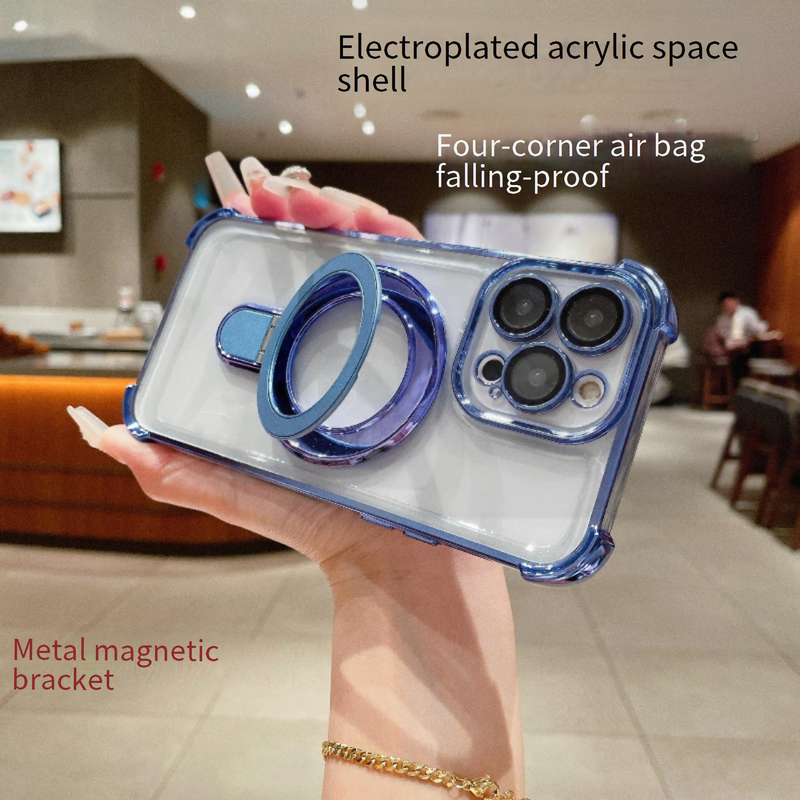 Telefoonhoesje & hoesjes Galvaniseren Vierhoeken Metalen Magnetische Beugel Geschikt voor iPhone 16 Mobiele Telefoonhoesje Airbag Anti-Val Beschermhoes 11_voghion.com