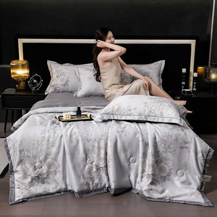 Set di piumoni estivi lavabili in Tencel - 4 pezzi, rinfrescanti e setosi, traspiranti e ipoallergenici_voghion.com