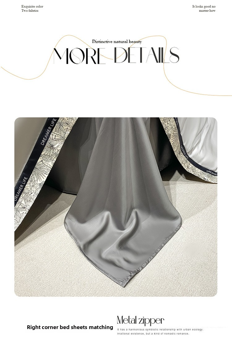 Set di piumoni estivi di lusso in tencel lavato - Biancheria da letto in seta ghiacciata di alta qualità, 4 pezzi, per letto singolo/matrimoniale (lavabile in lavatrice)_voghion.com