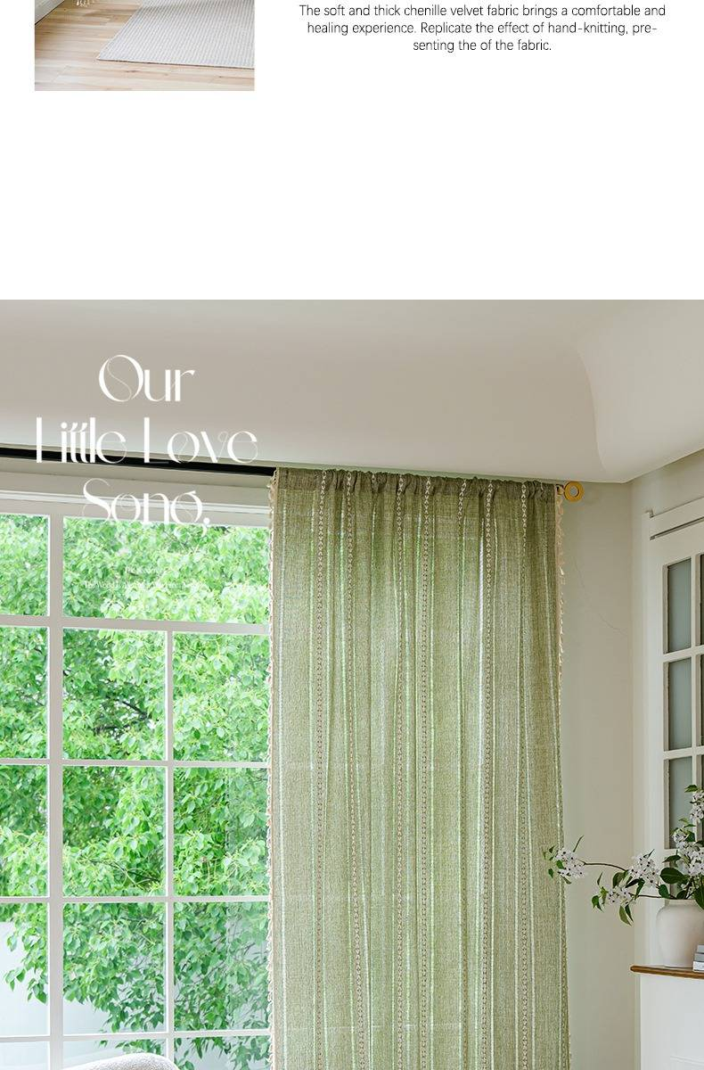 Gordijnen van linnenmix, semi-transparante gestreepte raamgordijnen - 100% natuurlijk katoen en polyester, Boho Chic kamerverdeler voor keuken/slaapkamer/balkon_voghion.com