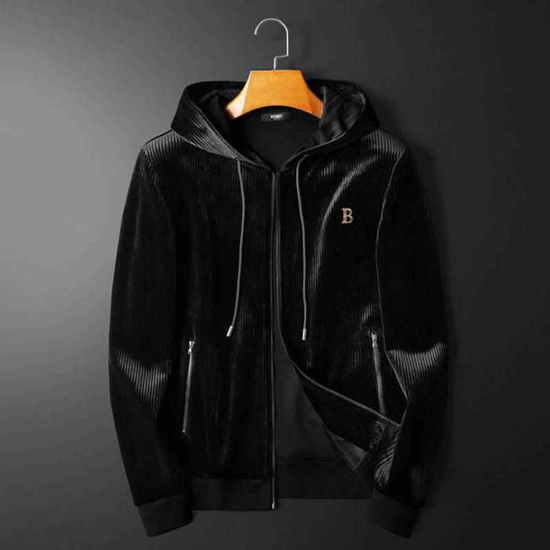 Herren Trainingsanzug-Set aus goldenem Samt, 2-teilig, mit Kapuze, Lounge-Anzug | Locker sitzendes, lässiges Jogger-Outfit für Herbst und Winter | Weiche Veloursjacke und -hose_voghion.com