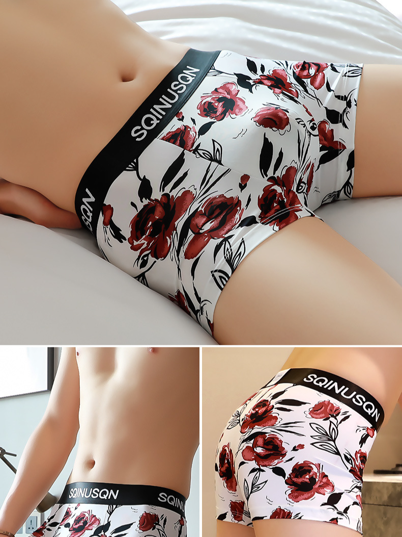 Men's Ice Silk Boxer Briefs - Breathable Low Rise Underwear With Fun Prints For Daily Comfort_voghion.com