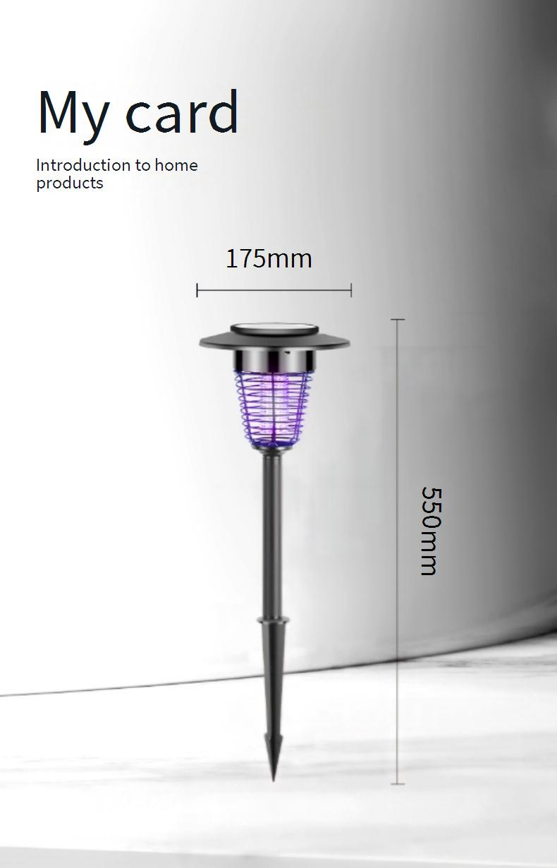 Solar-Mückenvernichterlampe – wasserdichter LED-Insektenvernichter für den Außenbereich für Garten, Terrasse und Hof, 1500 V Hochspannung, 6–12 Stunden Beleuchtung_voghion.com