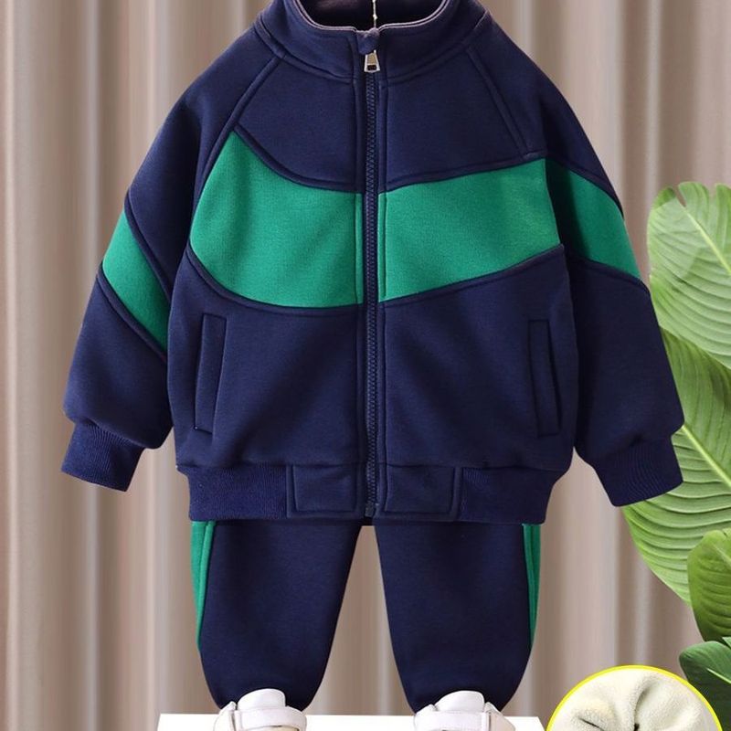 Boys' Velvet Two-Piece Suit - Soft Fleece Jacket & Pants Set For Toddlers & Kids (3-7 Years) - Warm & Stylish Casual Outfit_voghion.com