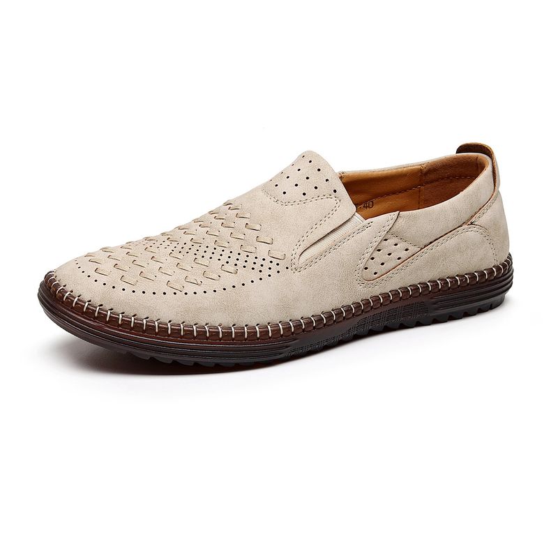 F2405 Microfiber Men's Casual Shoes Beige, Choose Size And Tell Seller_voghion.com