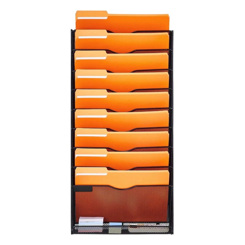 Files Magazine Wall Hanging Organizer Paper Mounted Document Folder Storage File 10-Tier Metal Wall Wall Holder Vertical Mail_voghion.com