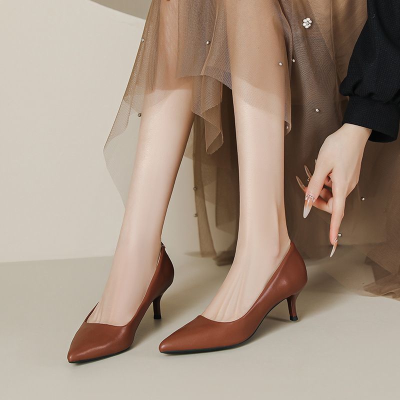 MTX 555-8 Nude High Heels Damen Dünne Ferse 2025 Frühling Sommer Französischer Stil Weiches Leder Spitzschuh Elegant Professionelle Arbeit_voghion.com