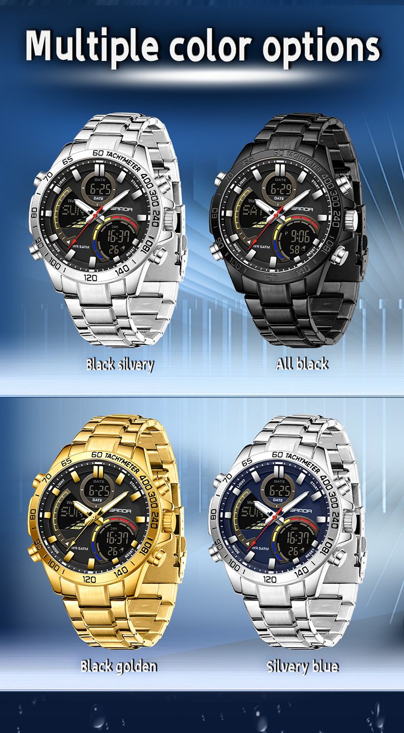 Orologi da uomo Orologio digitale Doppio display Sportivo Impermeabile Orologio militare Uomo Allarme Cronometro Orologio da polso al quarzo Uomo_voghion.com