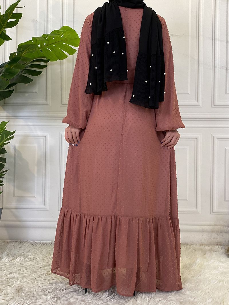 Laatste moderne mode Ruffle Polka islamitische kleding Kaftan met voering Vrouwen moslim Maix Casual jurk Abaya_voghion.com