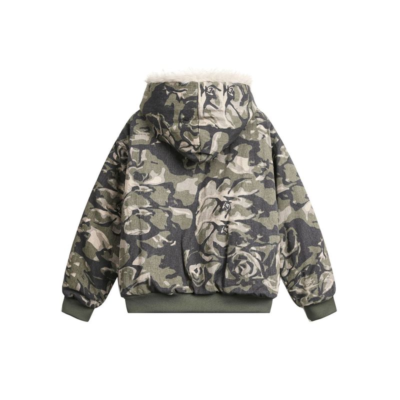 Abbigliamento maschile Real Shot Giacca in cotone con collo in pelliccia mimetica di alta qualità_voghion.com
