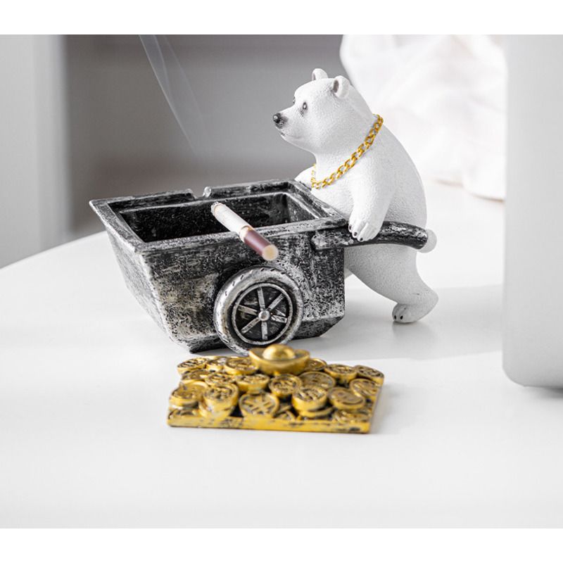 Panda Ashtray With Lid Creative Personality Trendy Anti-Fly Ash Home Living Room Internet Celebrity Ornament Birthday_voghion.com