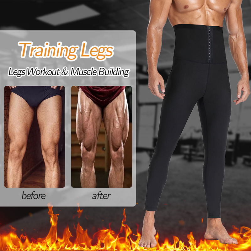 Abiti da uomo Pantaloni da sauna Leggings per il sudore Pantaloni a compressione dimagranti a vita alta Pantaloni termici per il corpo Shaper per la perdita di peso_voghion.com