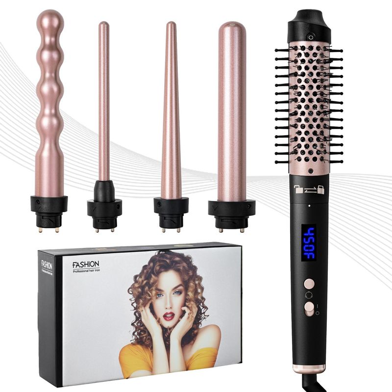 Nuovo ferro arricciacapelli multifunzionale con display LCD 5 in 1, tubi sostituibili_voghion.com