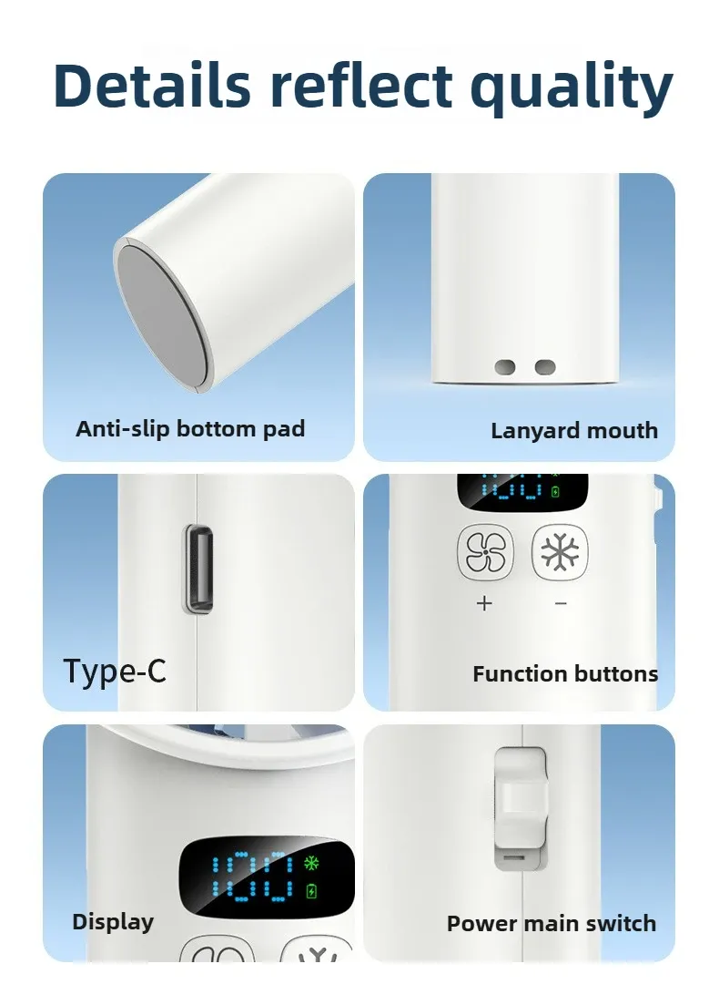 5200mAh Xiaomi Handheld Fan Electric Hand Fans Ice Compress High-speed Cooling USB Rechargeable Portable LED Digital_voghion.com