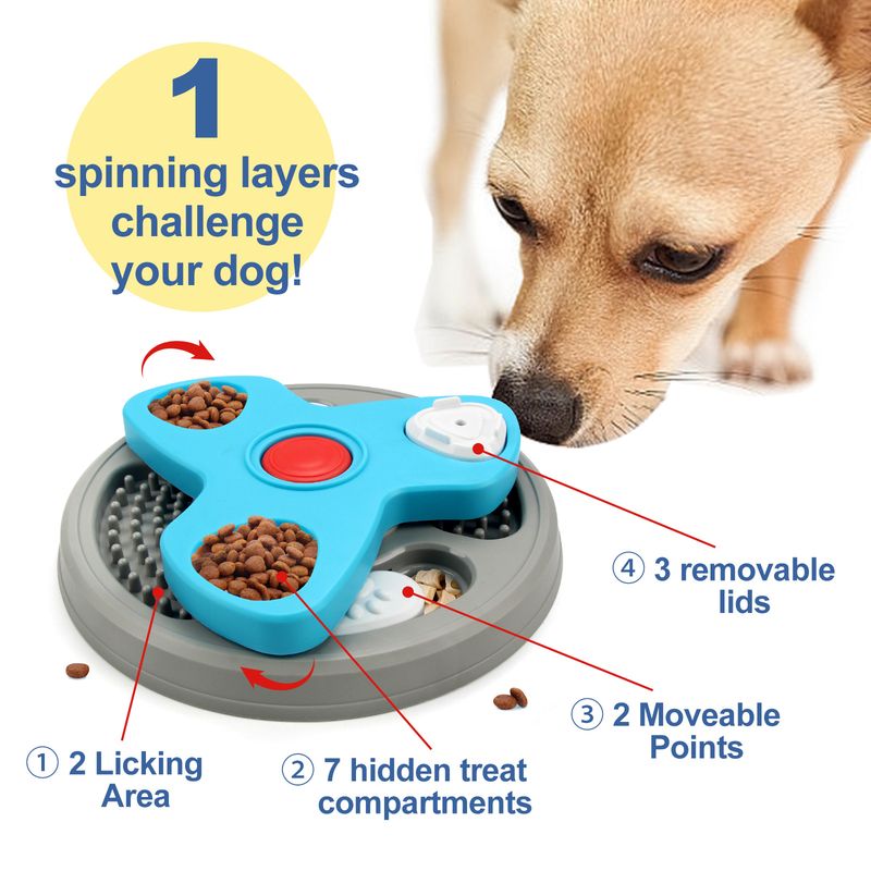 Neu Haustier Langsam Anti-Choke Katze Hund Schüssel Puzzle Feeder Rotierenden Fütterung Gericht Spielzeug_voghion.com