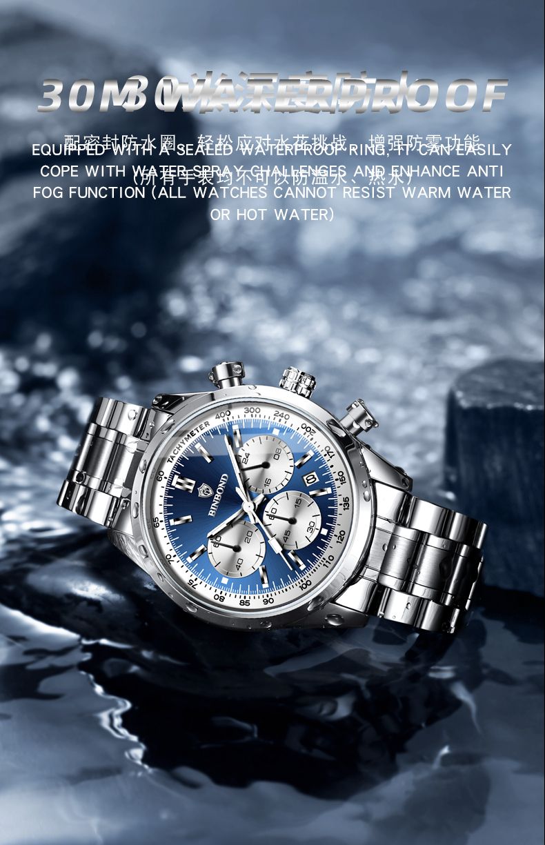BINBOND Luxury Men Quartz Watches Stainless Steel Waterproof Luminous Automatic Date Wristwatch Fashion Business Timer Men Watch_voghion.com
