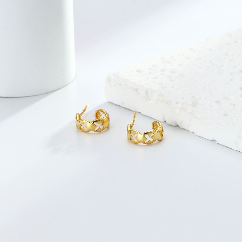 High End, Simple Fashionable Fashion Diamond Grid Pattern, Pure Silver Plated With Real Gold, Versatile And Cool Style,_voghion.com