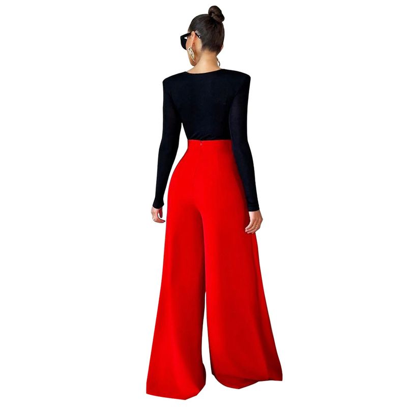 Damenbekleidung, drapiert, locker, schmal, weites Bein, einfarbig, gerader Stil, modische Freizeithose_voghion.com