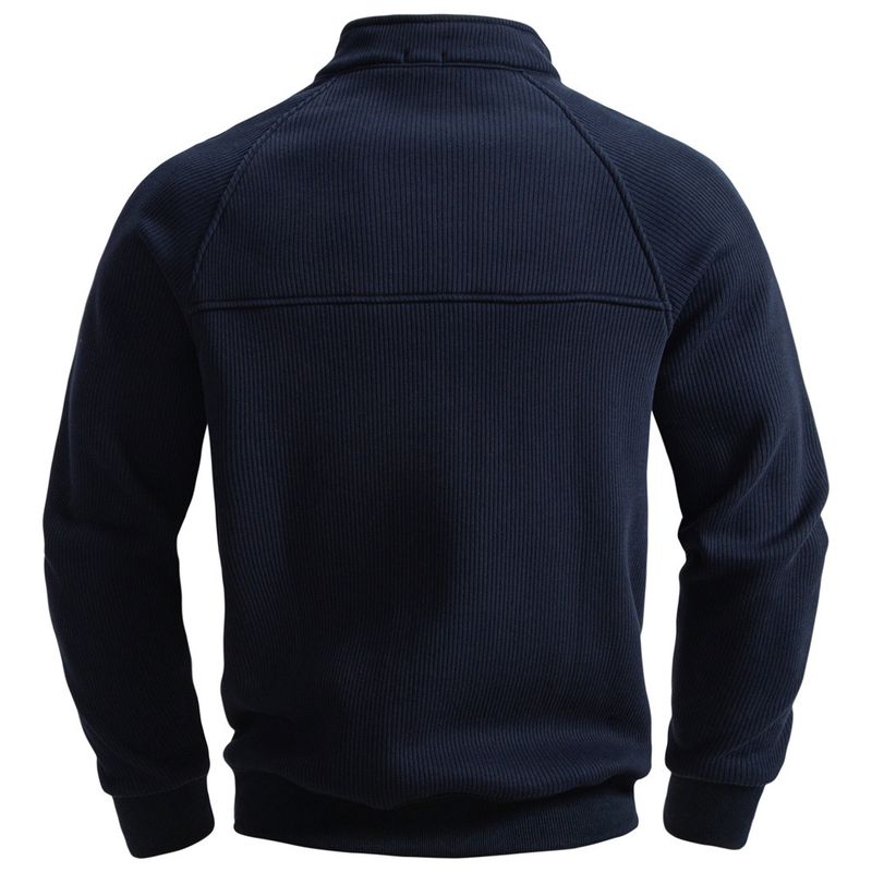 Felpa con cappuccio in pile con mezza zip da uomo - Elegante colletto alto, calda e comoda, casual da casa (blu navy, nero, verde militare, grigio chiaro, beige)_voghion.com