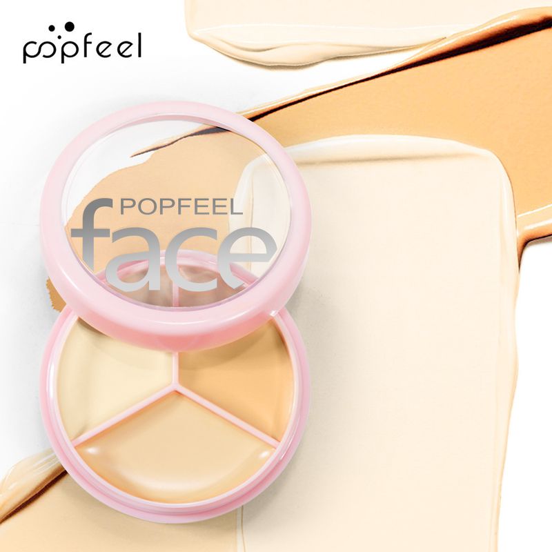 Correttore Popfeel a tre colori per coprire segni di acne, macchie, occhiaie, fondotinta, trucco difficile da rimuovere P201_voghion.com