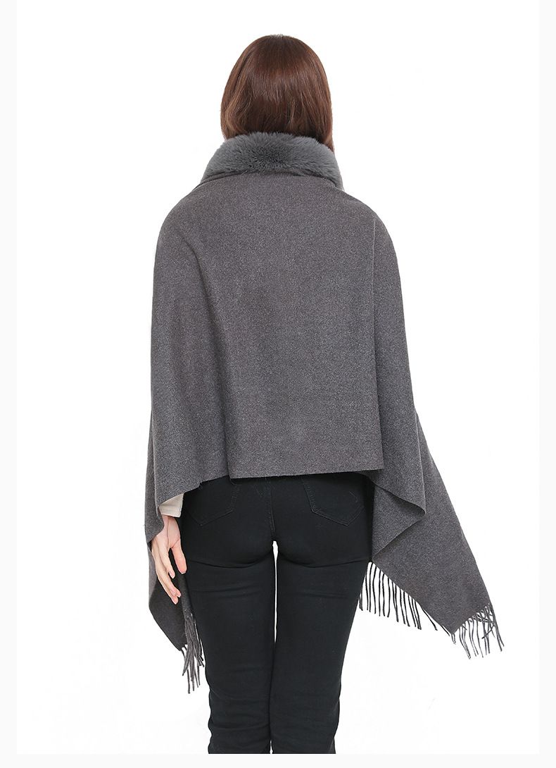Winter wool collar scarf dual-use women's i mitation cashmere thick dress shawl_voghion.com